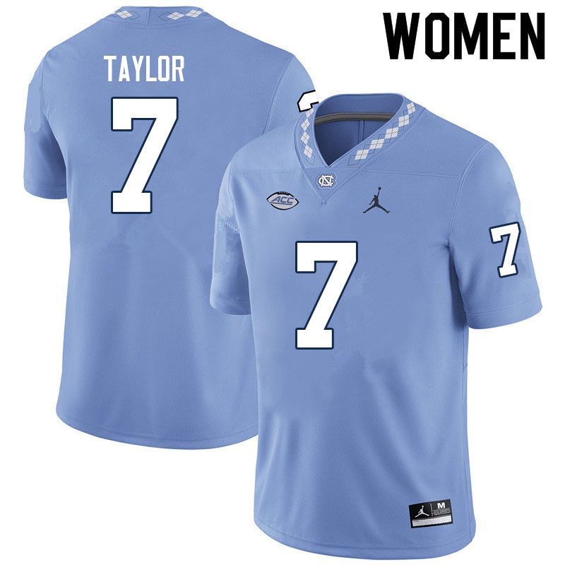 Women #7 Noah Taylor North Carolina Tar Heels College Football Jerseys Sale-Carolina Blue